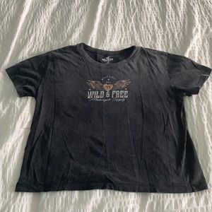 Hollister Women’s Wild & Free Distressed Crop Top Medium Biker Motorcycle